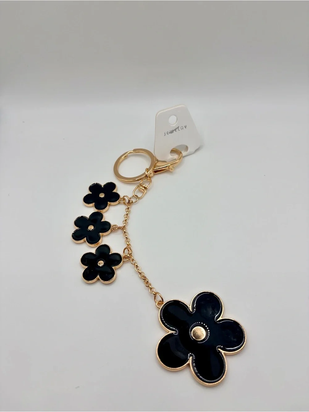 Beautiful Gold and Black Flower Keychain/Bag Charm - Women Accessories